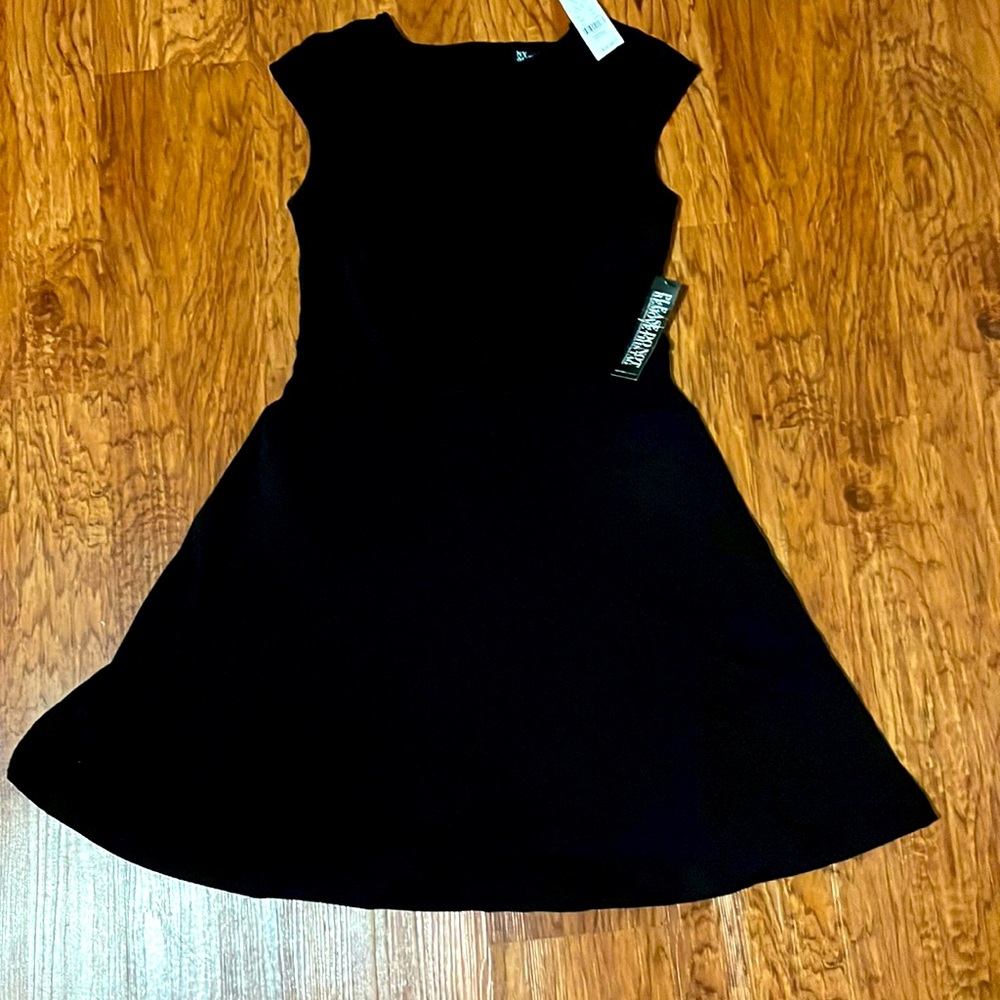 Little black dress with back button detail